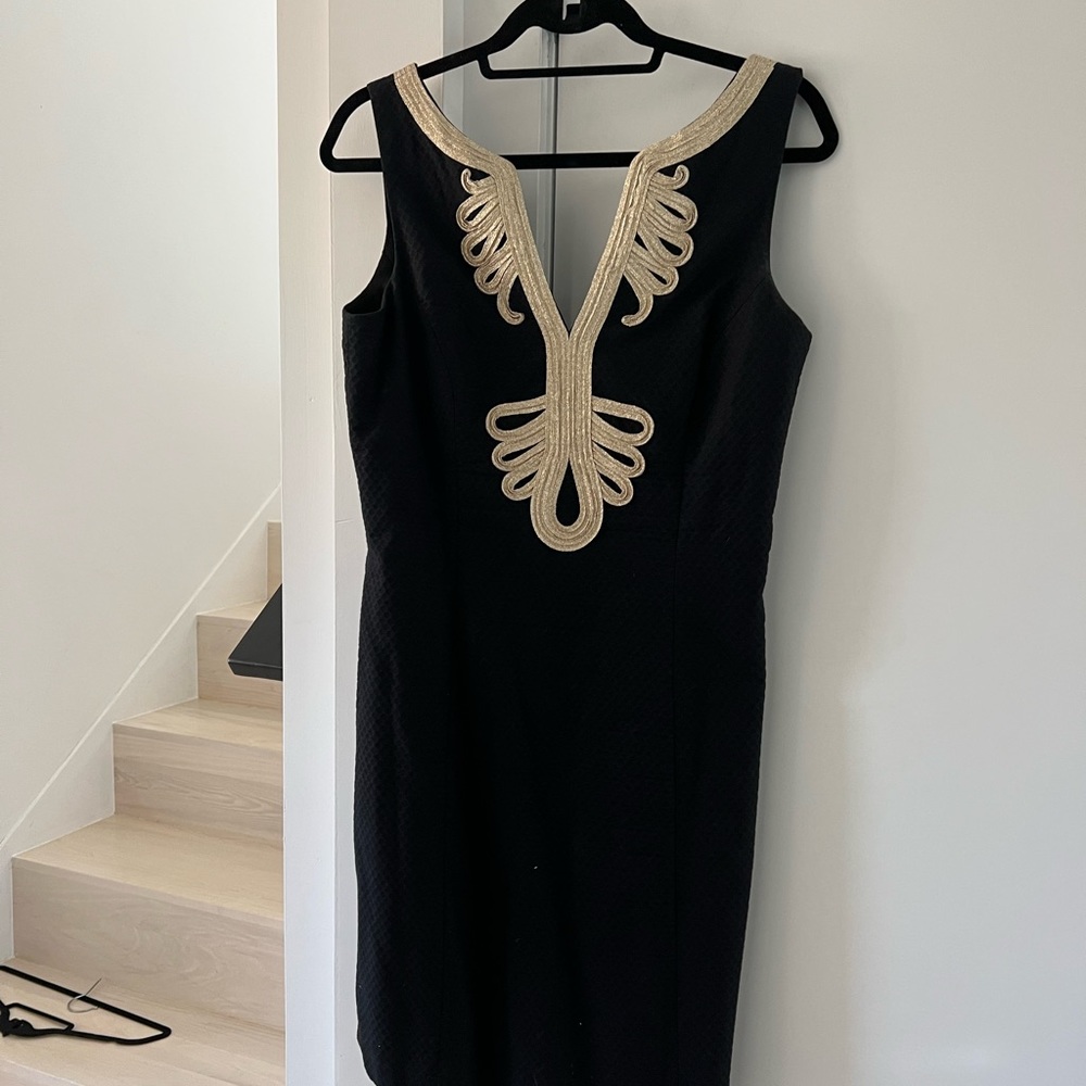 Lilly Pulitzer black and gold dress